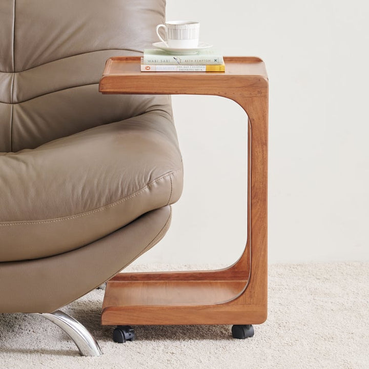C Table with Wheels & Lift-Top Storage