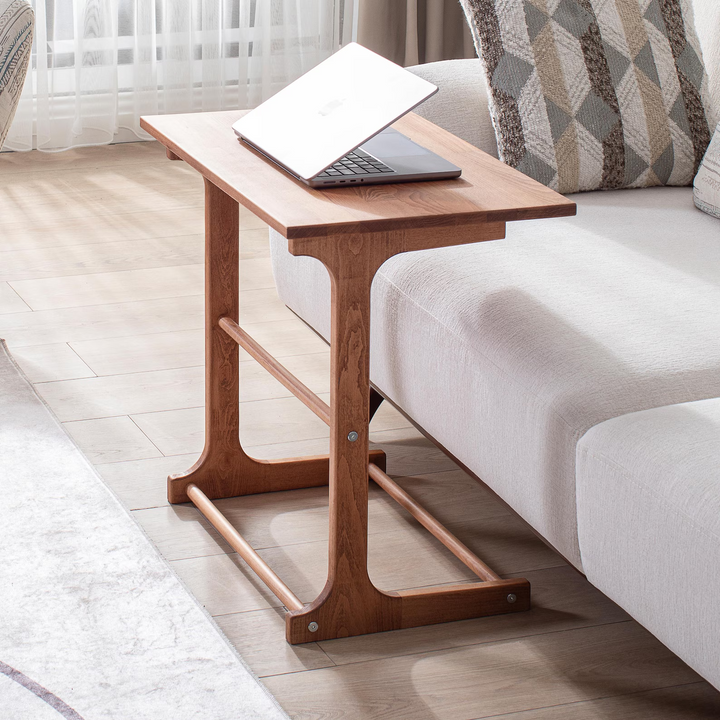 Slim Wooden Side Table for Sofa – Handcrafted in Teak